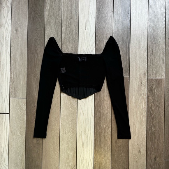 Princess Polly Beverly Long Sleeve Top Black Eco | Size: 2 | Like New - Picture 4 of 8